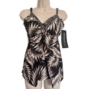 Mirclesuit Love Knot Size 10 Tankini Top Black NWT Underwire $178